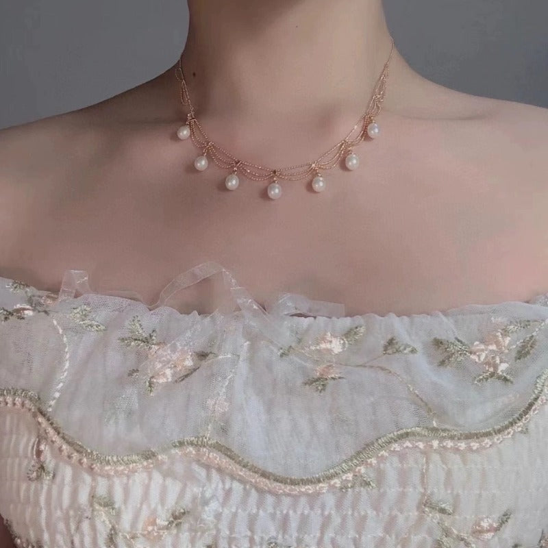 Super Beautiful AAA Freshwater Pearl Pendant | Multi Strand Pearl Pendant Necklace | Pearl Pendant in 18K Gold Plated