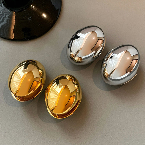 Gold and Silver Glossy Oval Ball with S925 Silver Pin