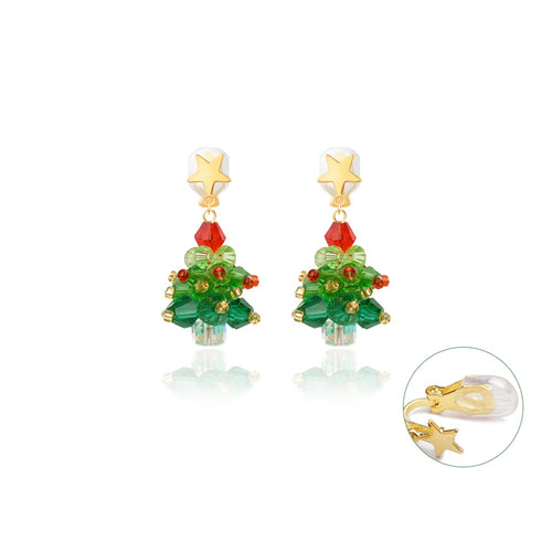 Christmas Tree Earrings Drop  Designed Xmas Earrings with S925 Silver Pin for Girl