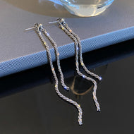 Boucles d'oreilles à pampilles en argent pour femmes Boucles d'oreilles longues en argent S925 Boucles d'oreilles longues à pampilles pendantes