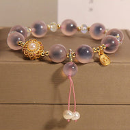 5MM Freshwater Pearls Pendant Bracelet | Natural Crystal Bracelet | 8MM Round Bead Elastic Rope