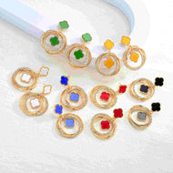 Clover Drop Earrings Overstate Clover Hoop Drop Earrings 6 Color Available