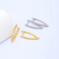 Pendientes de aro de diamantes de plata maciza S925 Pendientes de moda en forma de V de oro y plata