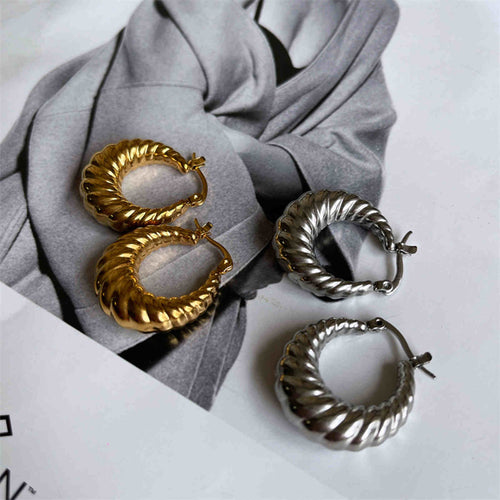 Croissant Hoop Earrings Gold And Silver Spiral Earrings With S925 Silver Pins
