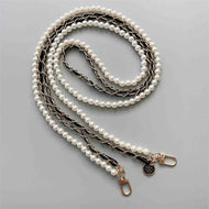 双层链条穿皮金属珍珠包包斜挎链条手机壳防摔手拎手机链装饰挂绳