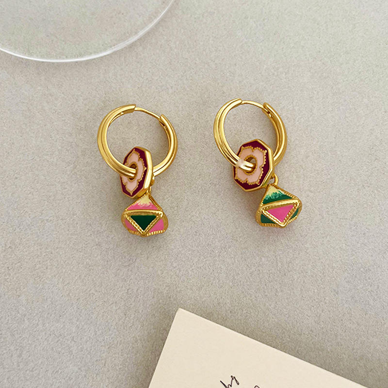 Colorful Artist Drop Earrings Gold Goop Designed Earrings with S925 Silver Pin