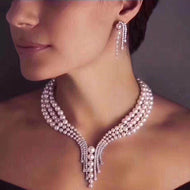 6MM Freshwater Pearl Necklace | Multi Strand White Real Pearl Necklaces | 18k Gold Over Sterling Silver Necklace