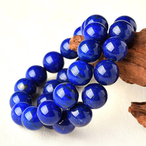 12MM Lapis Lazuli Bracelet | Blue Beaded Bracelets | Elastic Rope Bracelet