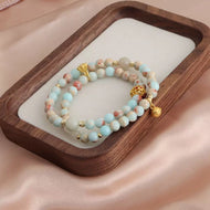 2 Strands Natural Stone Bracelet Vintage Style Double Strand Shoushan Stone bracelet