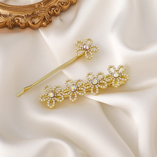 【Set】Flowers Style Crystal Pearl Hairpin