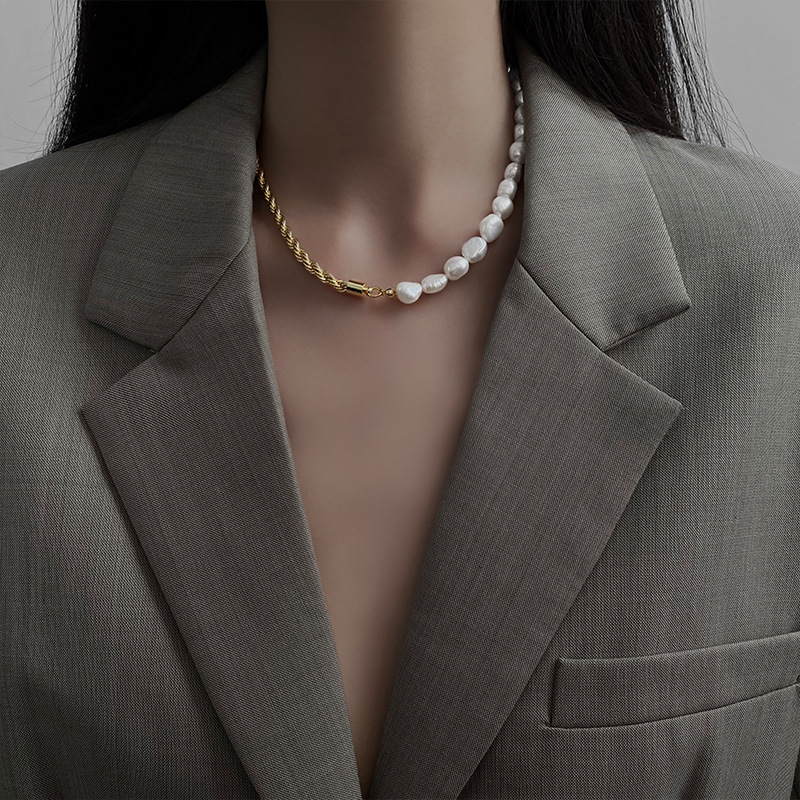 Buy Half Pearl Half Paperclip Necklace Pearl Gold Chain Necklace Gold  Layering Necklace Minimalist Necklace Bridesmaid Necklacetarnish Free  Online in India - Etsy