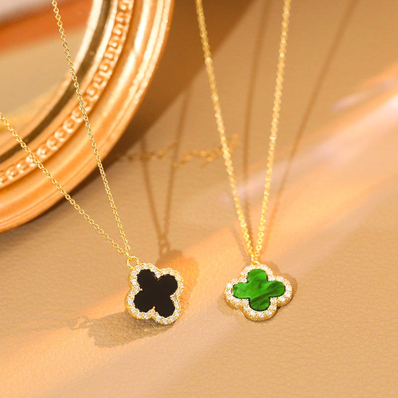 18K Gold Waterproof Clover Earrings and Necklace Set,Gold Lucky Four Leaf  Clover Earrings and Bracelet,Tarnish Free Clover Jewelry Set