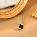 Ensemble Bijoux Trèfle à 4 Feuilles Porte-Bonheur - Collier, Boucles D'Oreilles Et Bague Anti-Stress Réglable Avec Zircon Pour Femme - 4