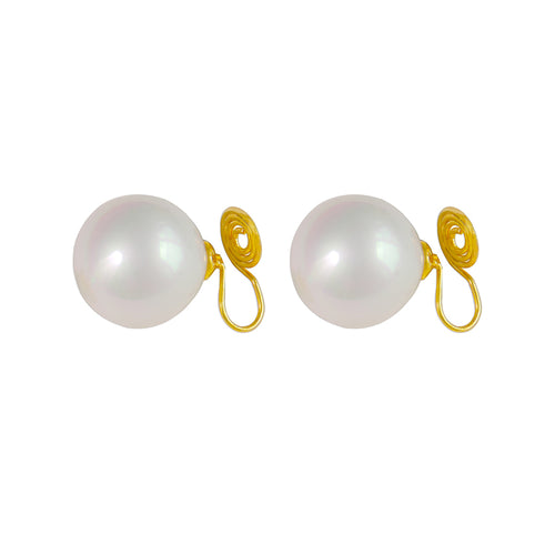 Pearl Stud Earrings | Clip On Pearl Earrings | Large Pearl Earrings for Pierced and Non Pierced Ears