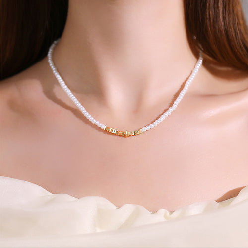 Small Baroque Pearl Necklace | Real Pearl Necklace | Gold and Pearl Necklace for Women (4-5mm)