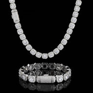 Cubic Zirconia Necklace and Bracelet | Hip-Hop Zircon for Men and Women 