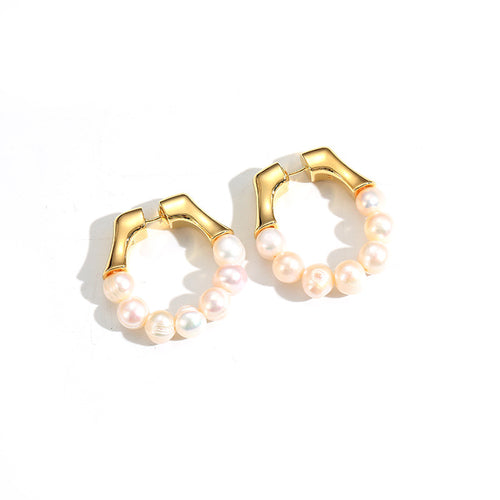 Pearl Hoop Earrings | Freshwater Pearl Earrings | Real Pearl Earrings (3-4mm)