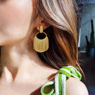 Gold Boho Earrings | Gold Tassel Earrings with Sterling Silver Pins