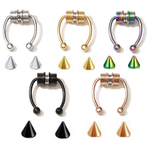 316L Edelstahl Hoop Magnetischer Septum Nasenring Hufeisen Gefälschter Nasenring Set Nicht Piercing für Frauen Männer Wiederverwendbarer Faux Body Piercing Schmuck