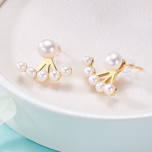 Freshwater Cultured Pearl Stud Earrings in 14K Gold Over Sterling Silver
