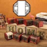 Vintage Jewelry Box Organizer Storage Case Mini Wood Flower Pattern Handmade Wooden Container