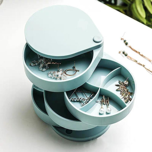 Vierschichtige Mini-Schmuckschatulle für Ohrstecker und Ringe, nützlicher Make-up-Organizer mit tragbarer PU-Schmuckschatulle für unterwegs