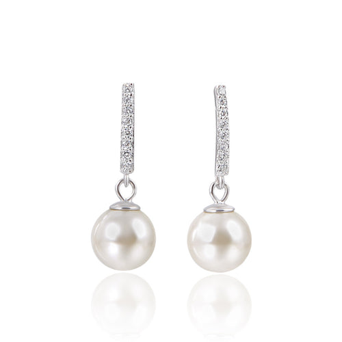 Elegent Pearl Earrings Silver | White Freshwater Real Pearl Drop Earrings | Vintage Dainty Jewelry-Huge Tomato
