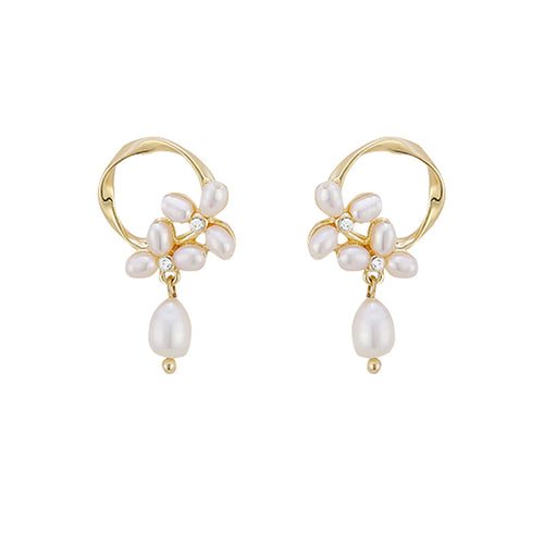 Freshwater Cultured Pearl Drop Earrings in 14K Gold Over Sterling Silver（8-9mm）