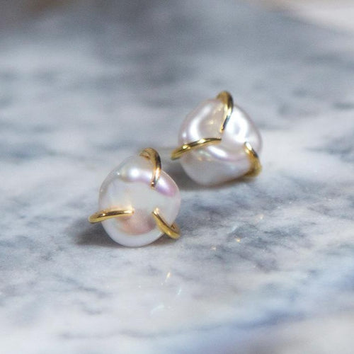 Baroque Pearl Stud Earrings | Baroque Pearl Earrings with Allergy-free Pins (10-11mm)
