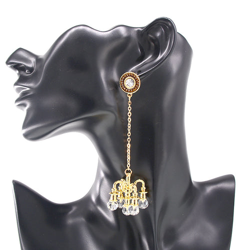 Crystal Drop Earrings Designed Long Dangling Earrings Silver Pin