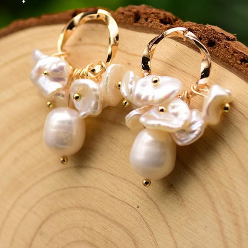 Baroque Freshwater Pearl Earrings with 925 Silver pin Handmade Jewelry