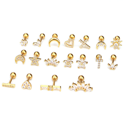 16G Kristall Titan Innengewinde Doppel Edelstein Einzel Knorpel Ohrring Kristall Ohrstecker Körperschmuck 