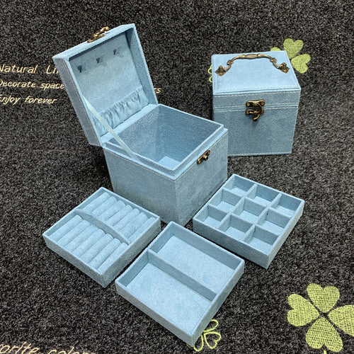 Rubik's Cube Mini stud earrings rings Jewelry Box Useful Makeup Organizer Travel Portable Jewelry Lint Box