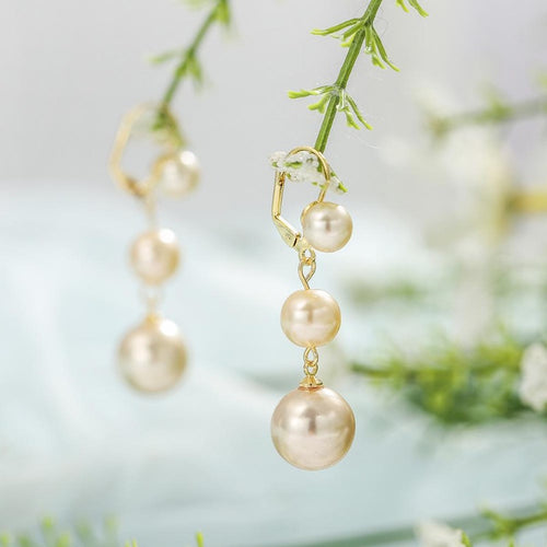Three Pearl Drop Earrings pearl Design Jewelry