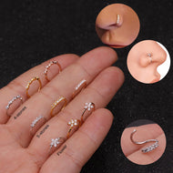 Titanium 20G CNC Pave Clicker Ring - Nose, Cartilage, Earlobe
