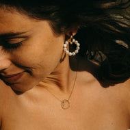 AAA Real Baroque Pearl Hoop Earrings in 14K Gold Over Sterling Silver（4-5mm）