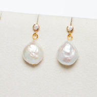 AAA Real Big Baroque Pearl Drop Earrings in 14K Gold Over Sterling Silver（10-12mm）