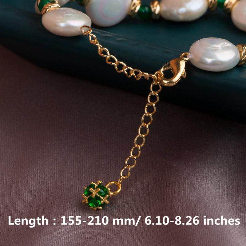 Lii Ji Natural Sunstone 6MM Freshwater Pearl 14K Gold Filled Charms  Bracelet Handmade Bohe Fashion Jewelry For Female