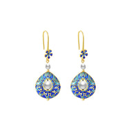 Freshwater Cultured Pearl Cloisonne Drop Earrings in 14K Gold Over Sterling Silver（4-5mm）
