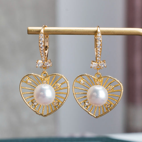 Freshwater Pearl Earrings 14K Gold Handmade Jewelry