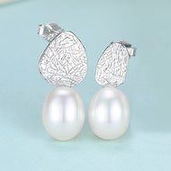 Unique Asymmetry Earrings AAAA Freshwater Cultured Pearl Stud Earrings in 14K Gold Over Sterling Silver