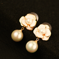 18mm Super Big Pearl Earrings Flower Round Shell Pearl Drop Earrings