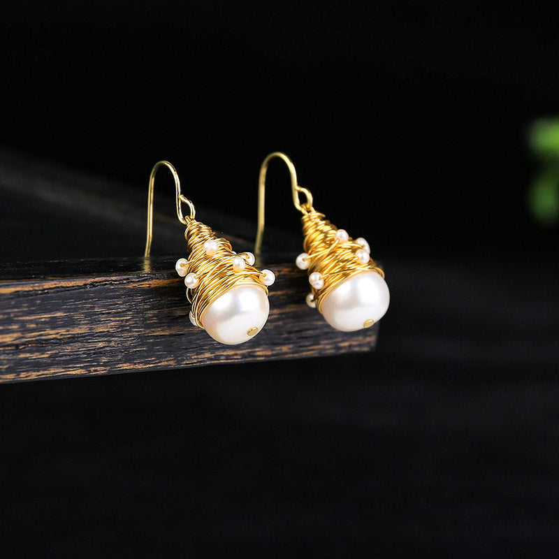Freshwater Cultured Pearl Vintage-Inspired Drop Earrings in 14K Gold O ...