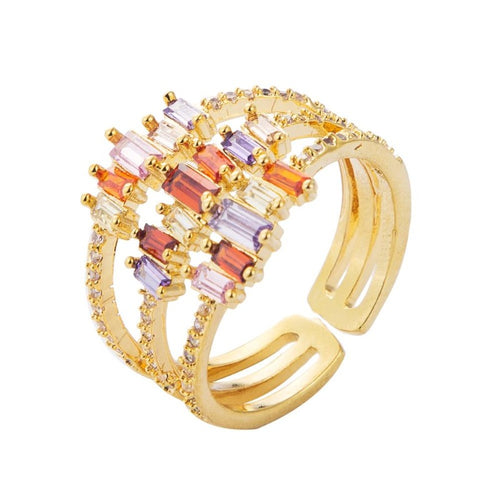 Gold Rainbow Ring | Multi Layer Ring | Adjustable Ring for Men and Women