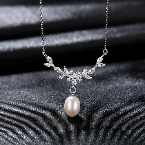Freshwater Pearl and Diamond Pendant Necklace in 14K Gold Over Sterling Silver (8-9mm)