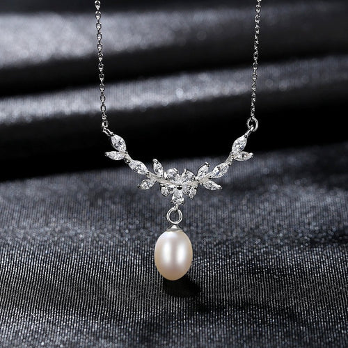 Freshwater Pearl and Diamond Pendant Necklace in 14K Gold Over Sterling Silver (8-9mm)