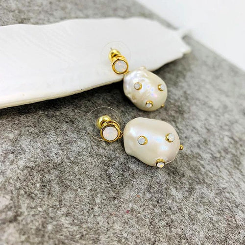 AAA-Ohrhänger mit echter Barockperle und Diamant, 18 Karat Gold über Sterlingsilber (12–15 mm)