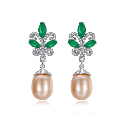 Royal Style Elegent Pearl Earrings Silver | Pink Freshwater Real Pearl Drop Earrings | Wedding Dainty Jewelry-Huge Tomato