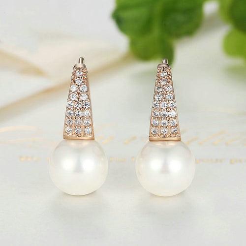 pearl and crystal dangle earrings