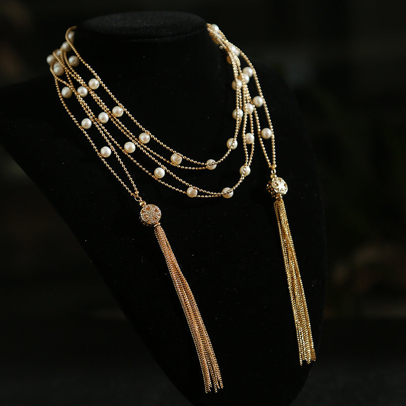 Pearl & Gold Chain Layering Necklace Set– ke aloha jewelry